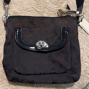Coach Dark Brown and Black Crossbody Swing Bag